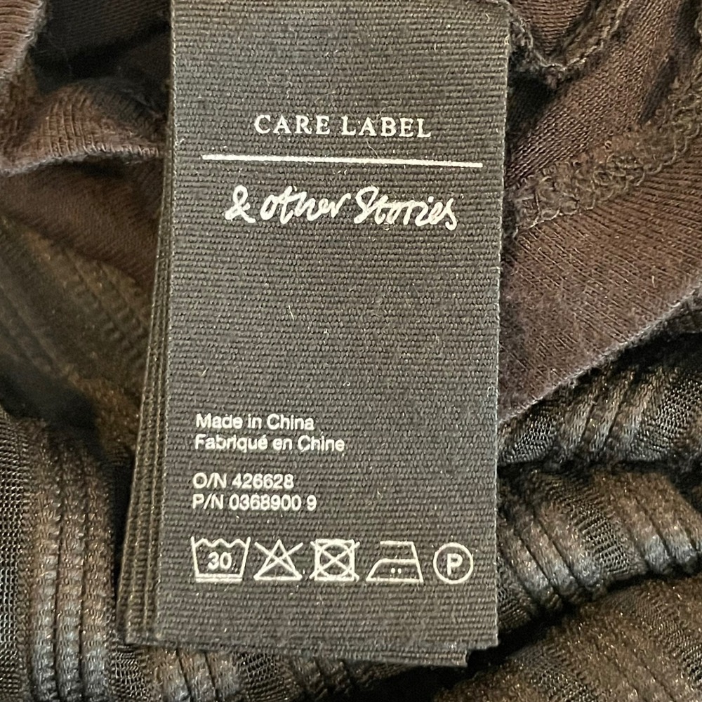 & Other Stories Black Sheer Stripe A Line Midi Skirt Cocktail Party US 6 - Picture 9 of 11